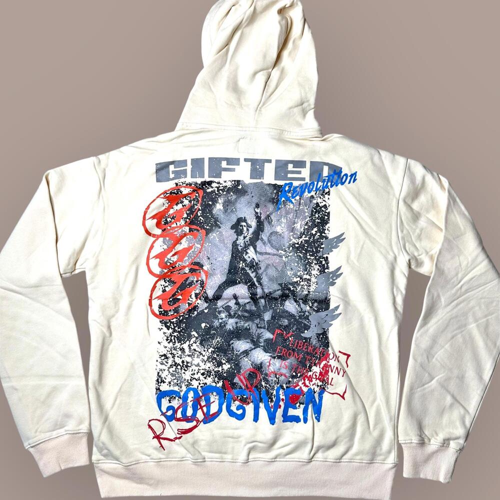 NWT GFTD LA Gifted God Given Revolution Hoodie Cream Mens S